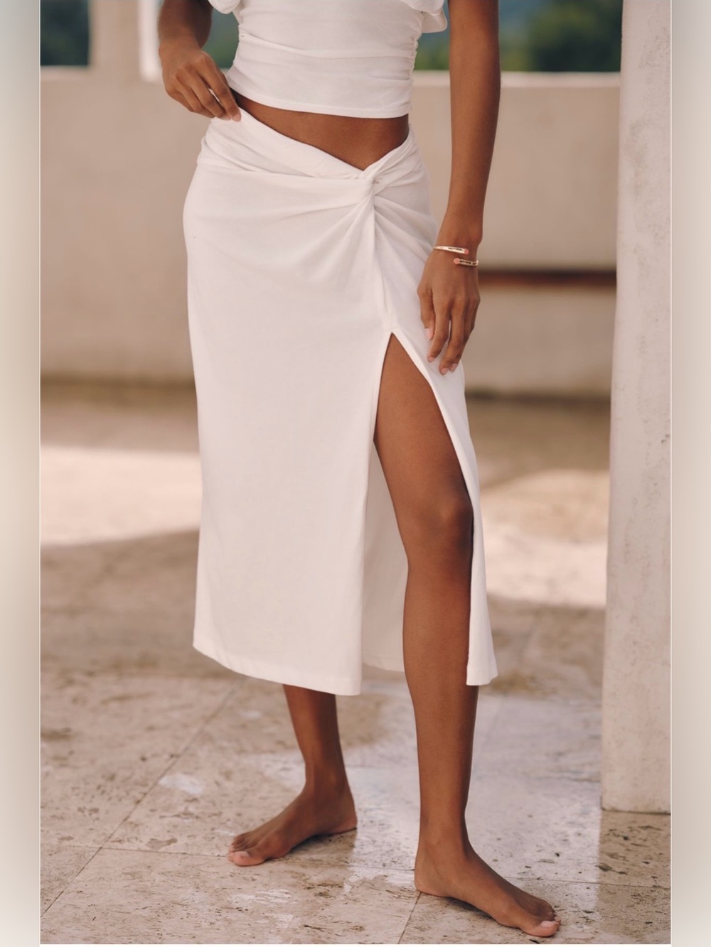 Anthropologie Celandine Bianca Midi Skirt